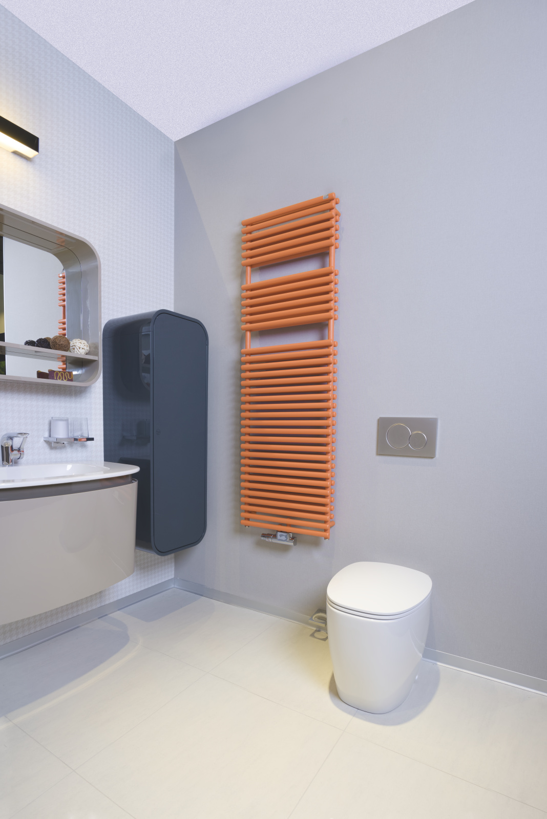 Zehnder_RAD_Ovida-HY_Double layer_PL_B10_150_050_05_orangequartz_bathroom Rendering Zehnder Ovida Decorative radiator Side view