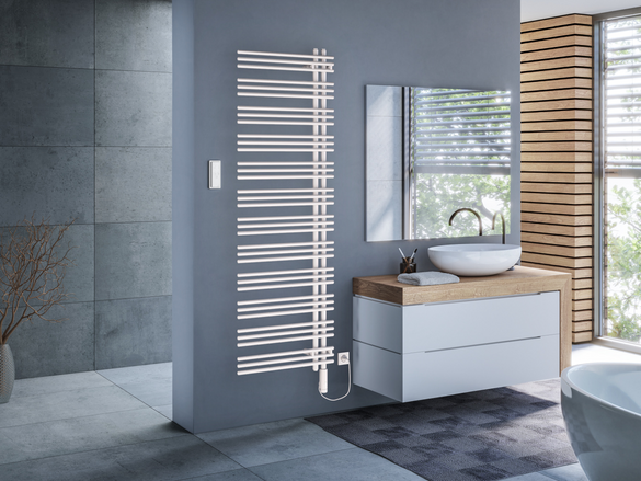Rendering Zehnder Yucca Asym Decorative radiator Angled view